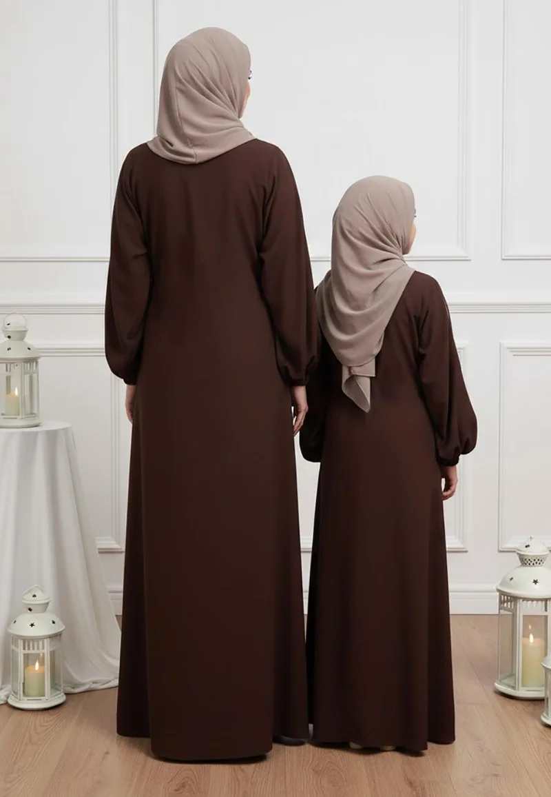 NUKHBAA  Luxurious Lulu Mother & Daughter Matching Abaya Set-641MD  (Dresses are sold individually. To create a matching mom and daughter set, please purchase two items in different sizes) for Women | Best Price UAE